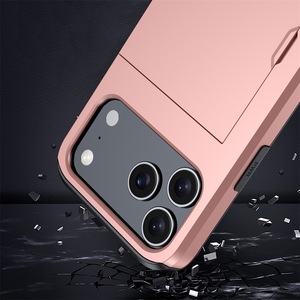 Accessoire de téléphone 2 porte-cartes de crédit Téléphones portables <span class=keywords><strong>Pochette</strong></span> portefeuille Couverture arrière TPU PC Armor Cases pour iPhone 17 Pro pour femmes - Product Image 2