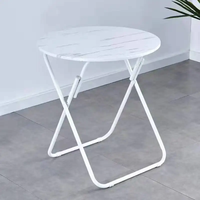 Table d'appoint moderne en MDF avec tube en métal et fer Petite table basse de salle à manger pliante portable avec motif en marbre pour la maison et l'hôtel