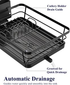 Estante organizador <span class=keywords><strong>de</strong></span> platos <span class=keywords><strong>de</strong></span> <span class=keywords><strong>cocina</strong></span> metálico desmontable <span class=keywords><strong>de</strong></span> 2 niveles con diseño giratorio para fregadero, escurridor <span class=keywords><strong>de</strong></span> platos y cuencos - Product Image 3