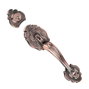 Exterior Interior Zinc Alloy Antique Copper European Modern Mortise Door Lever Handle Set