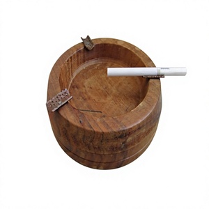 Cendrier de bureau rond en bois, design minimaliste, porte-cigares, usage domestique, finition bois naturel - Product Image 5