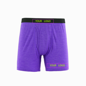 Kleurrijk LOGO-print trainingsondergoed van merinowol, heren gebreide jersey flexibele onderbroek met elastische taille - Product Image 1