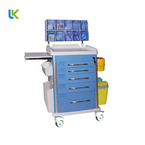 Chariot d'urgence médical multifonction en acier inoxydable et plastique, chariot d'anesthésie hospitalier, capacité de charge de 100 kg, roues - Product Image 4