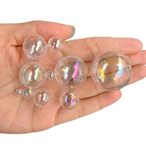Offre Spéciale 8 10 12 <span class=keywords><strong>14</strong></span> 16 18 20 25 <span class=keywords><strong>30mm</strong></span> petites grandes boules de verre creuses simples Double trous perles de verre creuses transparentes - Product Image 1