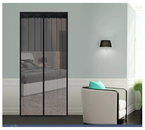 Cortina <span class=keywords><strong>para</strong></span> puerta con diseño <span class=keywords><strong>de</strong></span> rayas, agujeros <span class=keywords><strong>de</strong></span> diamante, Color negro, suave, magnético, mosquitera, gran oferta - Product Image 4