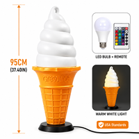 Grande sculpture de crème glacée de 95 cm Modèle de nourriture artificielle Canne à bonbon géante Statue de canne à glace à vendre avec lumière LED