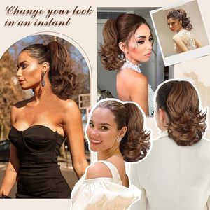 Korte Krul Haar Paardenstaart Synthetische Extensie Korte Klauw Clip Paardenstaart Haar Extensions Natuurlijk Ogende Pony Staarten Haar - Product Image 2