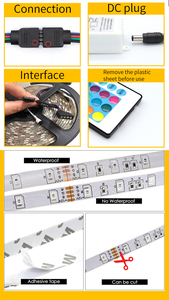 Tiras de <span class=keywords><strong>LED</strong></span> RGB de 12V 2835 SMD, tira de <span class=keywords><strong>LED</strong></span> RGB de 5M, 54leds, 8mm, Color mágico, Flexible, IP65, impermeable, tira de <span class=keywords><strong>LED</strong></span> inteligente para el hogar - Product Image 5