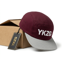 Cappello da Baseball di Lusso Personalizzato con Logo, 5 Pannelli, Bordeaux, Blu Navy, Kaki, Patchwork, Ricamo 3D a Rilievo, con Scatola e Set di Etichette