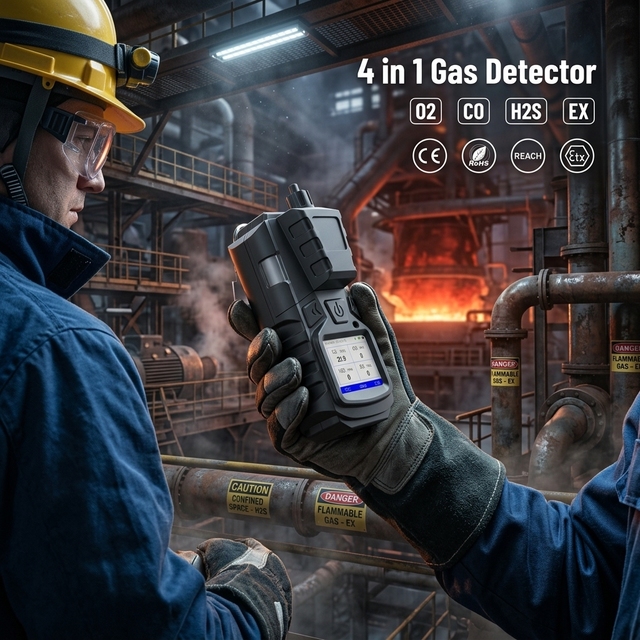 Explosion Proof CO O2 H2S EX Gas Detector Portable Multi Gas Leak Detector Alarm for Gas Leak Detection