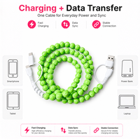 Câble de charge USB Type C 4-en-1 en forme de balle de tennis avec perles, câble de transfert de données, cadeau pour les fans de sport