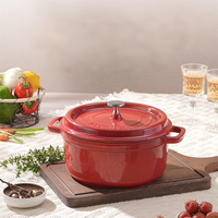 Marmite de camping en fonte émaillée bleue de qualité supérieure avec bouton doré, compatible cuisinière à gaz, passe au lave-vaisselle et au four, grande cocotte hollandaise