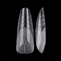 Formes Françaises Doubles Intérieures – Capsules d'Ongles Longues Ovales pour Extension d'Ongles Artificiels, Designs de Salon avec Lignes Guidées, Capsules en Gel Souple