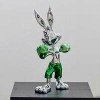 Nouveautés : Sculpture artistique Lapin Boxeur, modèle d'amour, en fibre de verre/résine, peinte à la main, personnalisable, pour décoration intérieure, finition électrolytique