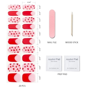 Tiras de <span class=keywords><strong>Uñas</strong></span> de Gel Semicuradas 3D para el Día de San Valentín, 20 Piezas, Fáciles de Usar, Calidad de Salón, Requiere Luz UV, Adhesivos para <span class=keywords><strong>Uñas</strong></span> de Gel, Rojo <span class=keywords><strong>Amor</strong></span> - Product Image 2