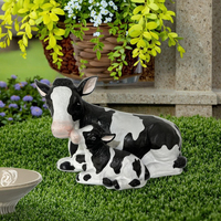 Grande statue de vache et de son jeune de 95 cm, faite à la main en magnésie massique, taille réelle, pour la décoration de la maison, du jardin, comme pot de fleurs, sculpture animale Fulin
