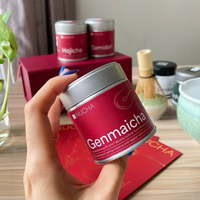 Boîtes rondes en métal personnalisées de 30 g pour matcha, boîtes de qualité alimentaire pour matcha avec couvercles faciles à retirer, boîte hermétique pour matcha
