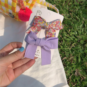 Conjunto de <span class=keywords><strong>2</strong></span> uds. De horquillas con lazo Floral para niños, tocado para niños, flequillo lateral impreso, Clip, accesorios para el cabello de moda - Product Image 3