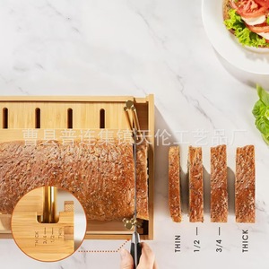 Cortador de pan de madera, rebanador de baguettes y tostadas, utensilios de cocina para hornear, tabla de cortar, bandeja para guardar migas - Product Image 4