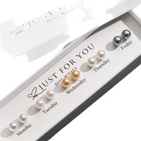 Set Kotak Minggu Anting-anting Stud Bunga Hati Anting Mutiara Pita Lucu Elegan Gaya Prancis Set Kotak Hadiah Anting-anting Juntai Modis Grosir