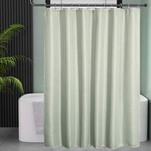 Venta al por mayor verde Waffle <span class=keywords><strong>cortinas</strong></span> <span class=keywords><strong>de</strong></span> ducha impermeable Anti-moho diseñador poliéster granja Boho <span class=keywords><strong>baño</strong></span> ducha cortina - Product Image 1