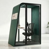 Cabine de bureau modulaire insonorisée - Espace de réunion acoustique - Bureau à hauteur réglable - Éclairage LED - Construction en acier durable pour un environnement moderne
