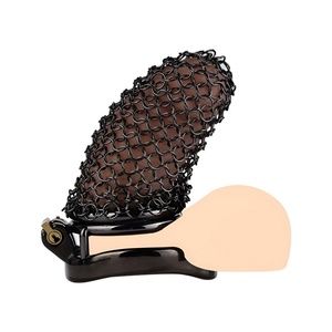 FRRK Jaula de Castidad Masculina de Acero Inoxidable Negro con Malla Metálica, Bloqueo de Pene Hecho a Mano, Restricción Tipo Jaula de Pájaro - Product Image 4