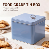 Boîte en fer blanc carrée grande taille personnalisée avec couvercle, en fer-feraille, pour thé, café, biscuits, conteneur de rangement alimentaire vide