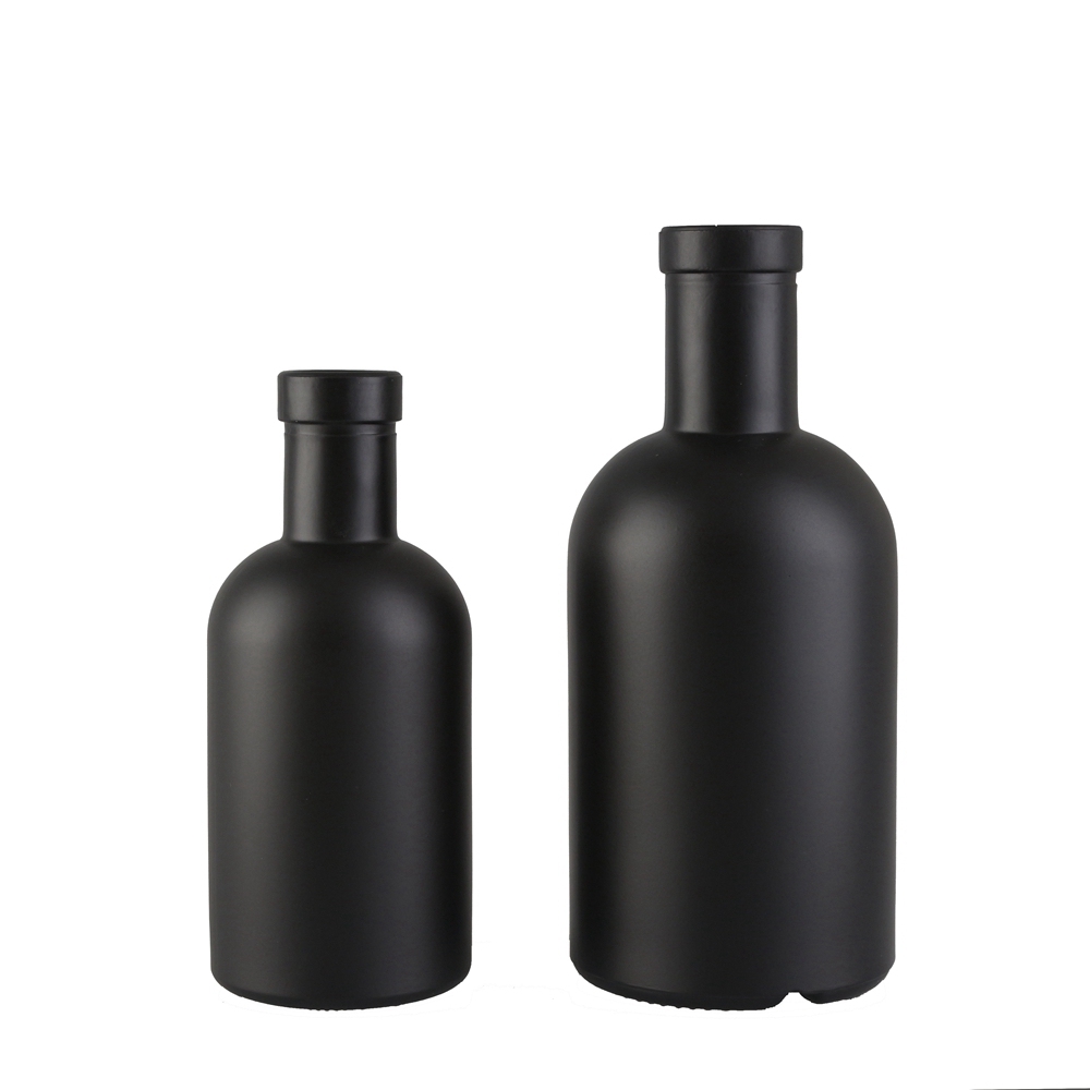 Conception personnalisée 500 ml noir mat jet vin bouteilles bouteille de verre vide et emballage