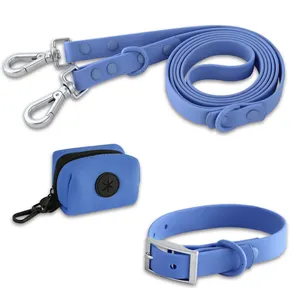 Conjunto de correas para Collar de perro, correa de Pvc suave, resistente al agua, ajustable, de lujo, diseño personalizado