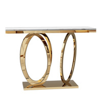 Meubles de salon modernes de luxe, table console de conception O, table de couloir en acier inoxydable doré pour la maison, l'hôtel