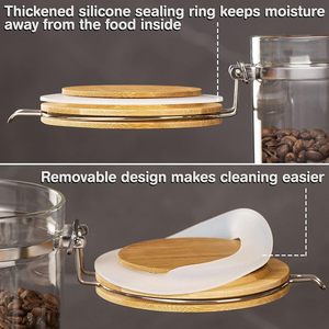 Barattolo da cucina con <span class=keywords><strong>zucchero</strong></span> <span class=keywords><strong>e</strong></span> sale da caffè bar contenitore per la conservazione dello <span class=keywords><strong>zucchero</strong></span> Set ermetico contenitore in vetro sottovuoto trasparente per caffè - Product Image 5