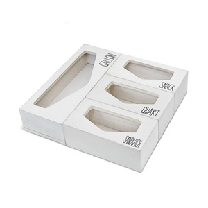 Wooden Ziplock Bag Storage Organizer Food Storage Bag Holders Sandwich Bag White Wood Storage Box