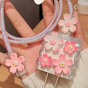 5 pièces/ensemble de protection de <span class=keywords><strong>chargeur</strong></span> pour câble USB Sakura mignon de 25 W, <span class=keywords><strong>enrouleur</strong></span> de câble, coque de protection pour <span class=keywords><strong>chargeur</strong></span> Samsung Galaxy 25 W - Product Image 4