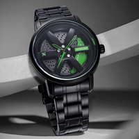 Montre à quartz pour homme NS Never Stop N929, nouvelle montre tendance avec cadran rotatif en forme de roue de voiture, bracelet en acier inoxydable, livrée avec boîte.