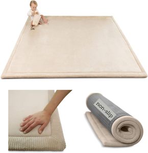 Alfombra de Espuma Viscoelástica de Alta Densidad con Base Antideslizante de 200x150x2cm, Alfombra de Juego de Terciopelo Coral para Bebés para Gatear, Jugar y Tiempo Boca Abajo - Product Image 1