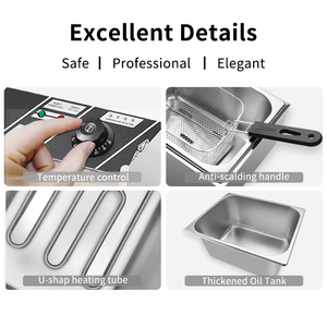 Nồi chiên sâu bằng thép không gỉ thương mại 6L dùng cho gà tây, gà rán, khoai tây chiên, có tùy chọn điện, chuyên dụng cho gia đình - Product Image 4