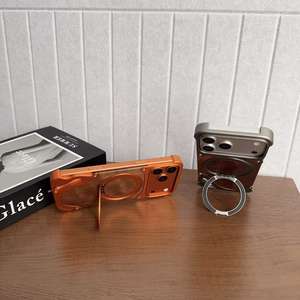 Funda de <span class=keywords><strong>Madera</strong></span> de Nogal para iPhone 17 Pro Max, Marco de Aleación de Aluminio, Soporte Giratorio de 16 Grados, Protección Antigolpes - Product Image 3