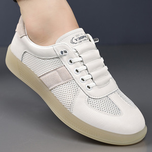 Zapatillas Deportivas Casuales para Hombre, Blancas y Beige, de Malla, con Suela Suave, Transpirables, para Correr, con Cordones Delanteros, Color Sólido 759 - Product Image 3