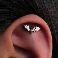Piercing de Titanio F136 G23 Mini Bat Threadless con Base Plana para Oreja, Labio, Nariz, Joyería, Regalo de Boda