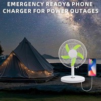 Ventilateur solaire de 12 pouces avec panneau solaire, ventilateur de table rechargeable portable avec lumière LED, ventilateur rafraîchisseur d'air pour la maison