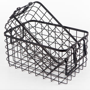 Cestino portaoggetti per frutta con manico in legno semplice nordico cestino portaoggetti in rete metallica colorata con telecomando per verdure - Product Image 4