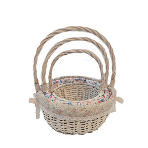 Cesta de Regalo de Mimbre al por Mayor con Asa, Cesta de Almacenamiento de Mimbre Tejida a Mano con Tela - Product Image 1