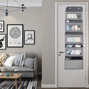 Clothing Organizer Non Woven Fabric Hanging <b>Storage</b> Bag Gray 4 5 Squares Hook Type Lightweight Wardrobe Closet <b>Storage</b> - Product Image 2