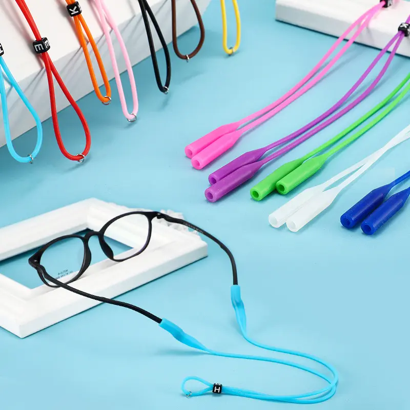 Cinghie per occhiali 2023 regolabili in Silicone per occhiali da sole con catena per occhiali da vista fascia sportiva con cordoncino elastico e corda antiscivolo