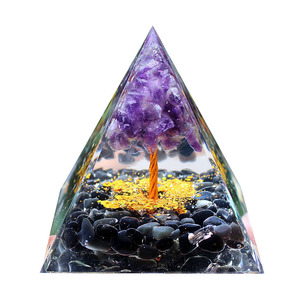 <b>Crystal</b> <b>Chip</b> Pyramid Resin Epoxy Craft Desktop Ornament Amethyst Obsidian Home Decoration Gift - Product Image 5