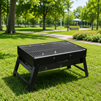 Barbecue portable pliable en acier noir pour le camping