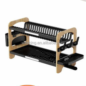 WIREKING Estante organizador de madera para fregadero, accesorios de cocina, <span class=keywords><strong>escurreplatos</strong></span> que nunca se oxida, escurridor de platos sobre el fregadero - Product Image 3