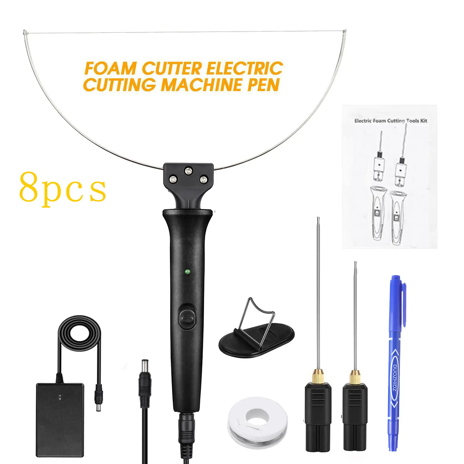Electric Cutting Machine Pen Tools Kit 8PCS Hot Wire Foam Cutter 100-240V DIY Craft Styrofoam Cutting Pen