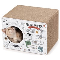 Maison pour chat en carton sur le thème de la physique, double entrée, panneaux à gratter repositionnables, pour chats adultes d'intérieur, vente en gros
